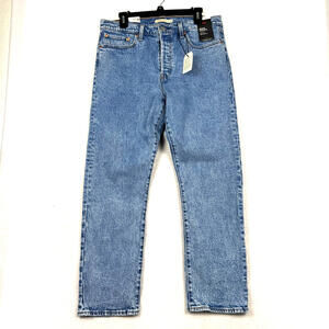 NEW Levis 32x28 Womens Wedgie Straight Premium Washed Denim Jeans Button Fly